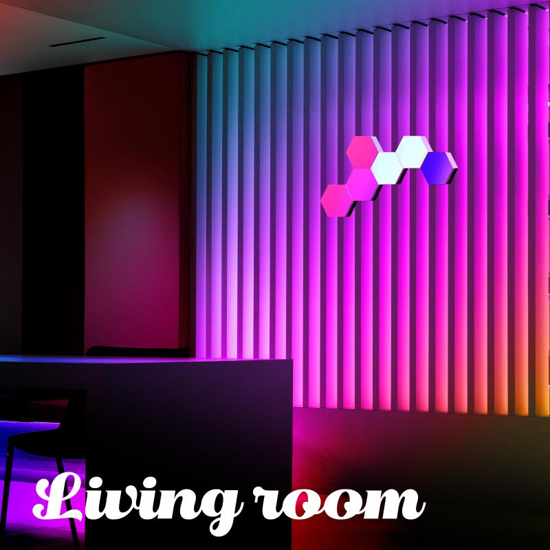 ODISTAR Remote Control Hexagon Wall Light,Smart Wall-Mounted Touch-Sensitive DIY Geometric Modular Assembled RGB led Colorful Light with USB-Power,Used in Bedroom (10-Pack) - Image 5